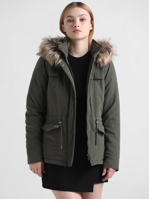 green stretch soft shell padded parka - Manuel Ritz Official