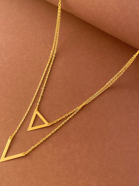 Chandra Jewellers 22k Yellow Gold Two Layered Chain With Triangle  Shaped Design Necklace