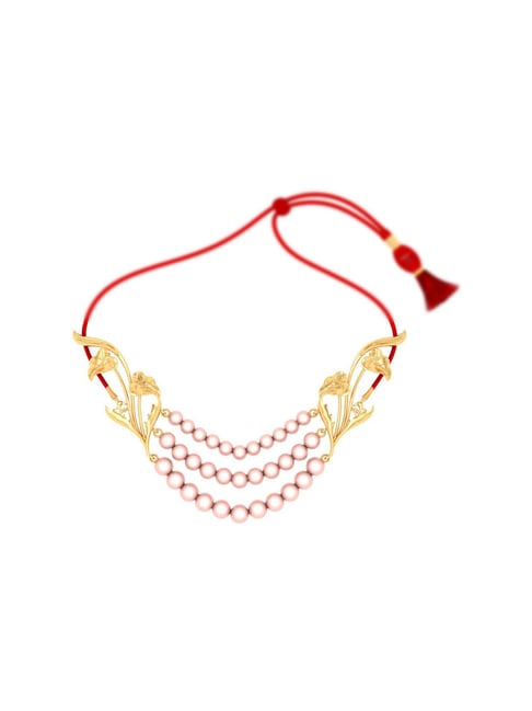 P.C. Chandra Jewellers 14k Yellow Gold Design With Pink Beads Necklace