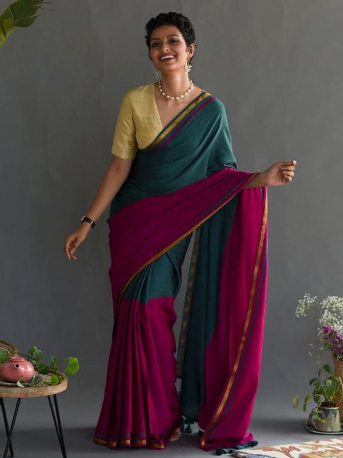 Buy Blue Wedding Wear Plain Sarees Online for Women in USA