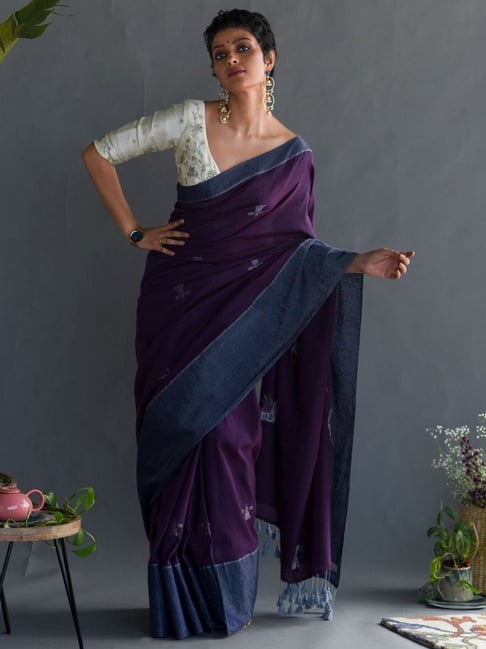 Purple Cotton Sarees: Buy Latest Designs Online | Utsav Fashion