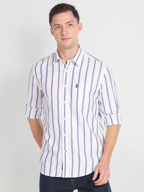 us polo white striped shirt