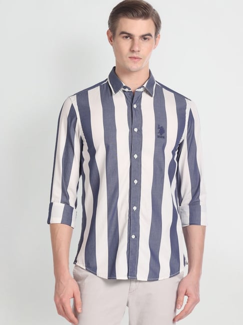 U.S. Polo Assn. Denim Co. Men Self Design Casual Blue Shirt - Buy U.S. Polo  Assn. Denim Co. Men Self Design Casual Blue Shirt Online at Best Prices in  India | Flipkart.com