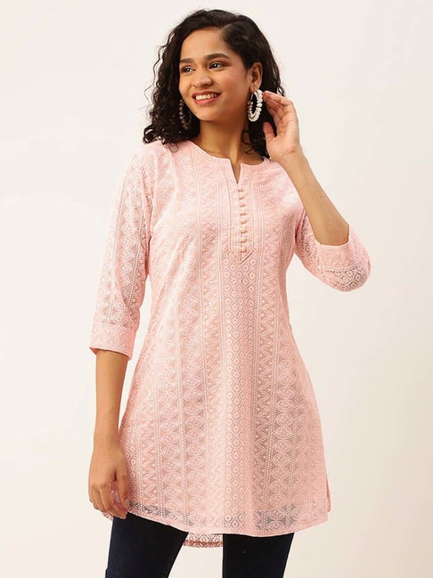 Zola Peach Embroidered Tunic