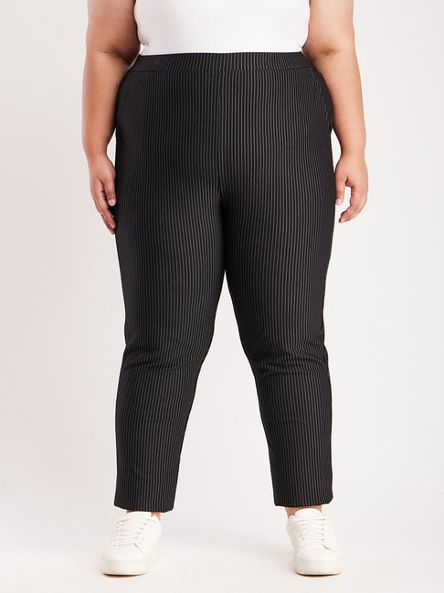 Buy Beige LivIn Striped Wide Leg Formal Pants Online | FableStreet