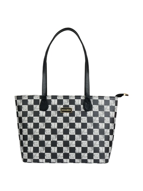 Buy CHECKERED MOOD BLACK TOTE BAG for Women Online in India