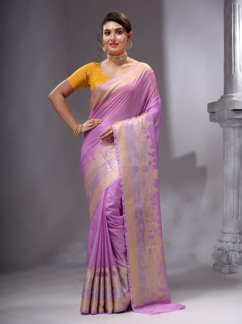 Tamanna in Violet Color Plain Sari - Saree Blouse Patterns