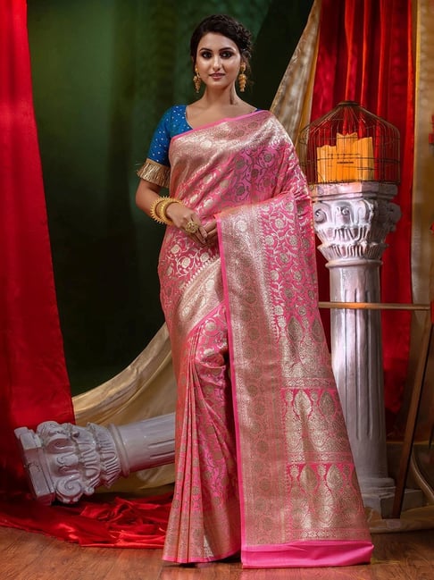 Embroidered Art Silk Saree in Baby Pink : STKA531