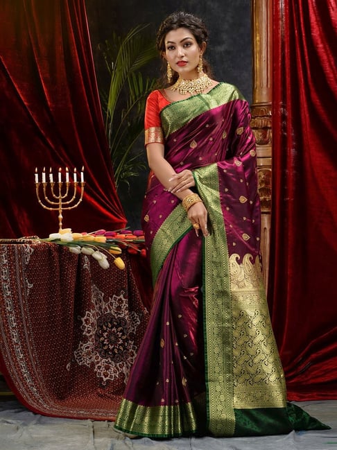 Maroon Velvet Saree and Maroon Velvet Sari Online Shopping