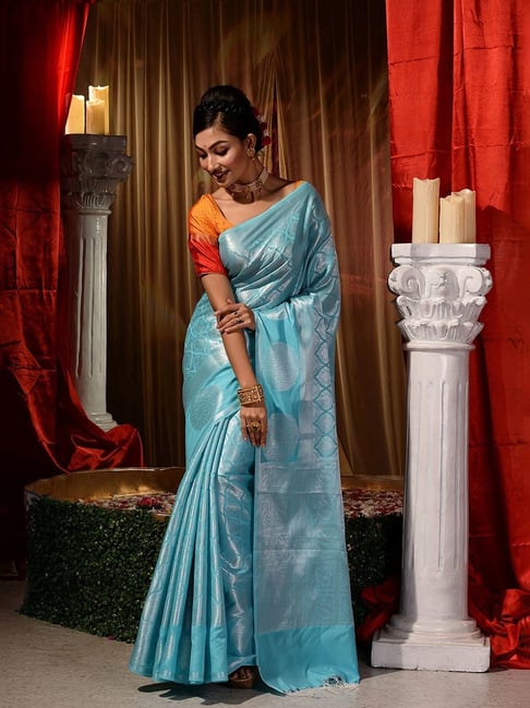 Sky Blue Pure Paithani Silk Saree – Esmerize