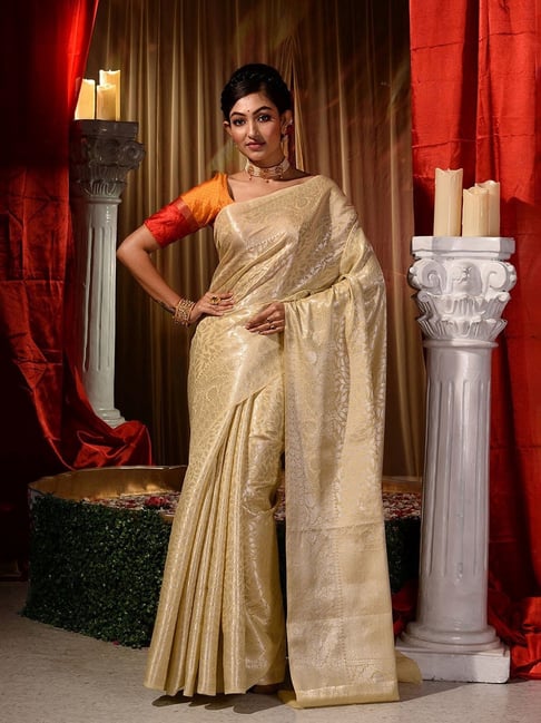 Buy Borcelle Women's Pure Soft Kanjivaram Cotton Silk Saree Banarasi Design  Wear Pattu Sarees Latest Party Sari With Blouse Piece for Wedding Organza  sadi new ladies 2024 (paithani Pari107) (Cream) at Amazon.in