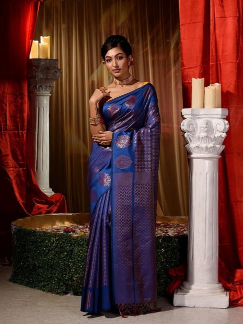 Sky Blue Nd R Blue Colour Kubera Pattu Silk Saree