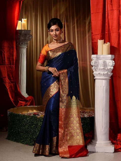 Unequalled Royal Blue Kanjivaram Silk Saree With Incomparable Blouse P –  LajreeDesigner