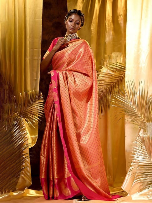 Navratri 2022 Day 9 Outfit- Pink Kanjeevaram Saree - Dreaming Loud