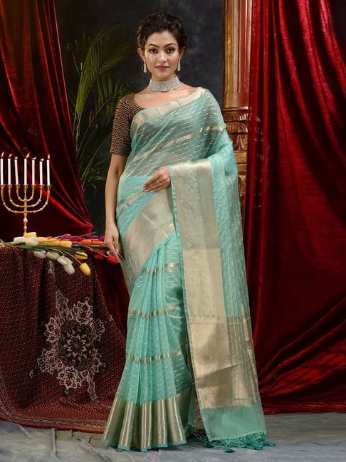 Banarasi Saree in Dark Green : SNEA2419