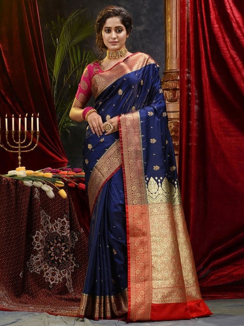 Beautiful blue color pure kanjiveram silk saree online – Joshindia