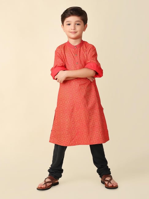 Fabindia Kids Red Printed Full Sleeves Kurta-picture-11