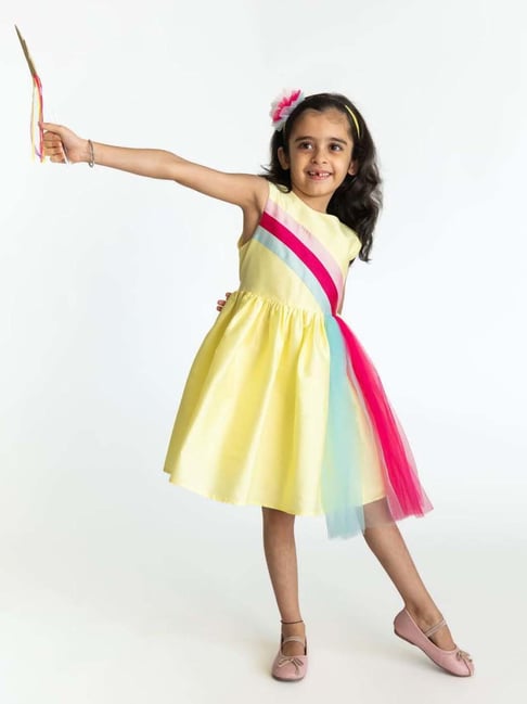 Buy Pink Bandhani Dress With Embellishment by VIVED KIDS at Ogaan Market  Online Shopping Site