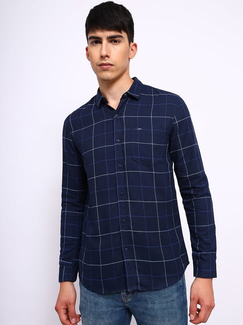 Lee Navy Slim Fit Check Shirt-picture-47