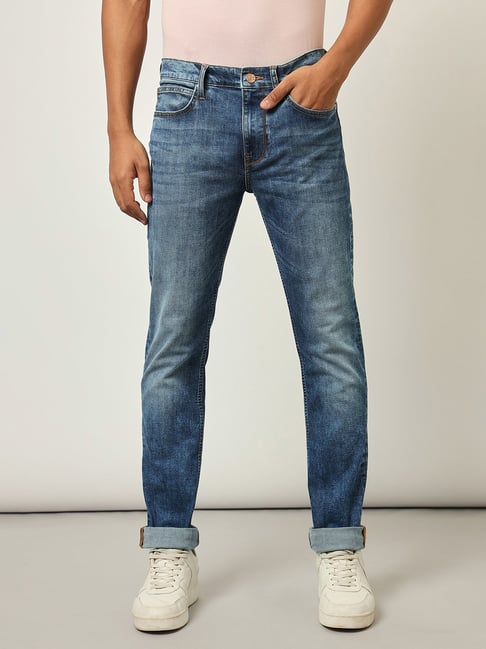 Lee Travis Light Blue Slim Fit Heavily Washed Jeans