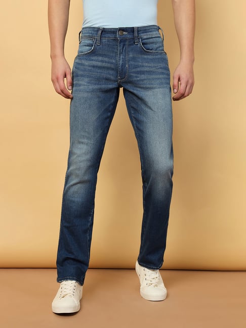 Wrangler Millard Light Indigo Blue Regular Fit Heavily Washed Jeans-image-47