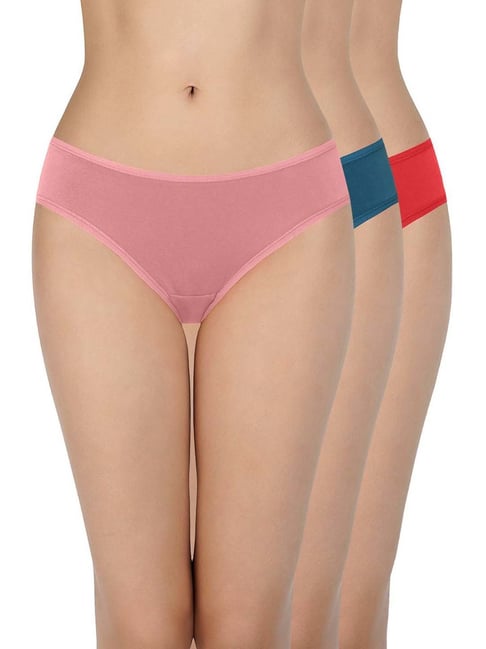 Buy Amante Red & Pink Cotton Bikini Panties - Pack Of 3 for Women Online @  Tata CLiQ