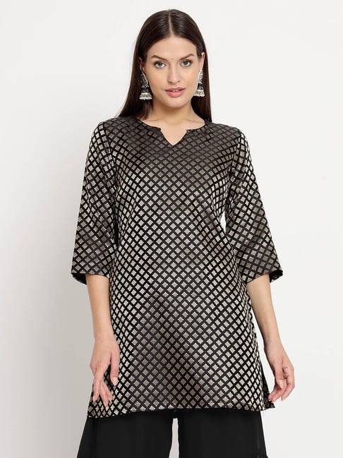 studiorasa Black Geometric Print Straight Kurti