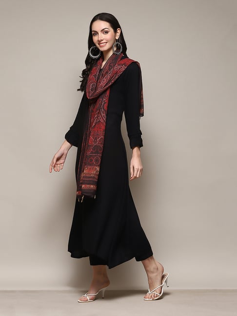Biba Red & Black Printed Dupatta