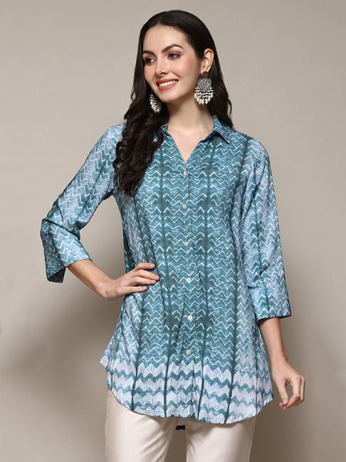 Biba Blue Rayon Tie-Dye Shirt-picture-19