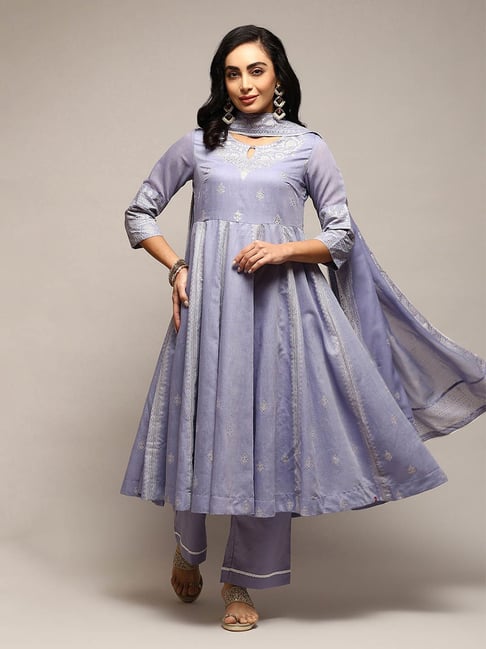 Buy Biba Blue Printed Kurta With Pant Dupatta for Women s Online