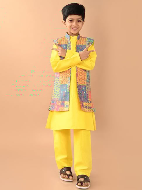LilPicks Kids Multicolor Printed Full Sleeves Kurta, Pyjamas With Jacket-picture-47