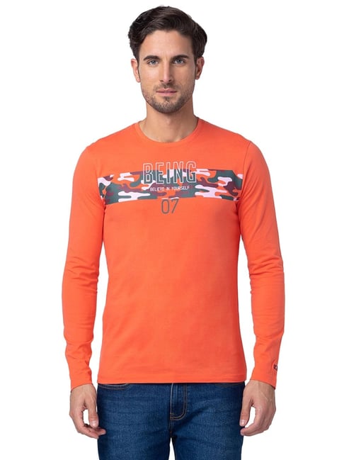 Being Human Peach Regular Fit Printed T-Shirt-picture-24