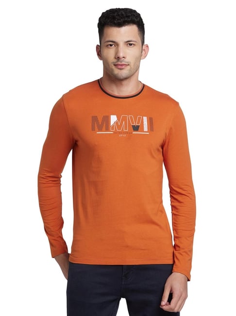 Being Human Orange Regular Fit Printed T Shirt