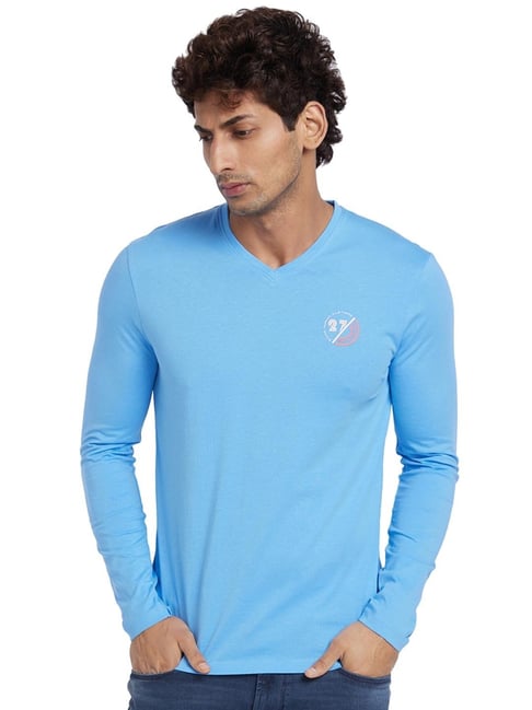Buy Being Human Blue Regular Fit Printed T-Shirt for Mens Online