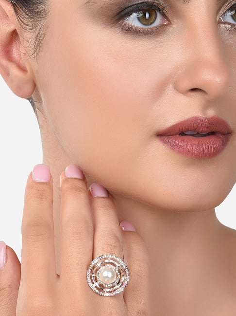 Buy Zaveri Pearls Gold Tone Circular Shape Traditional Finger Ring online