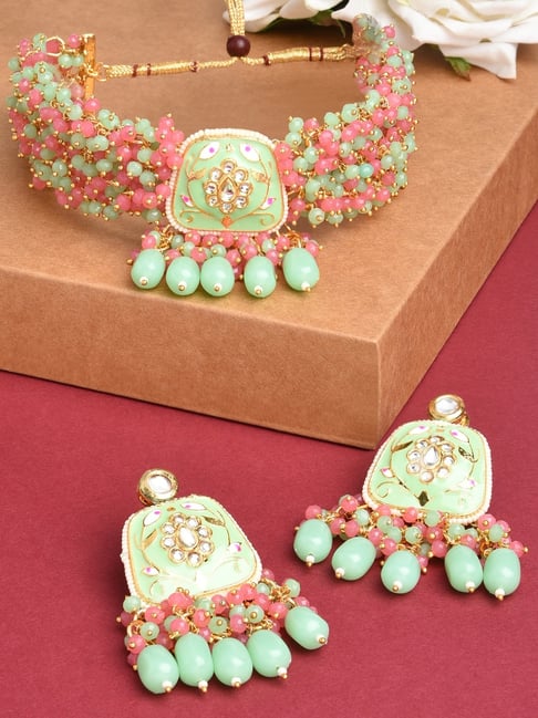 Pink Mirror Necklace Set for Lehenga | FashionCrab.com | Pink mirror, Necklace  set, Pink pearl