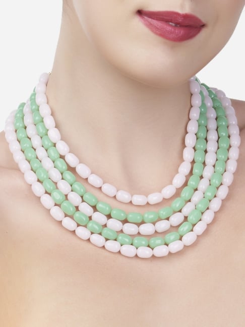 Green Beads 4 Line Long Necklace – Hayagi