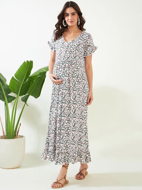 Buy online Green Printed A-line Maternity Gown from clothing for Women by  Clymaa for ₹899 at 40% off | 2024 Limeroad.com