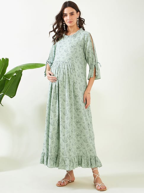 Momnfancy Elegant Light Grey Drawstring Halter Neck Falbala Striped Flowy  Cutout Backless Daily Vacation Maternity Maxi Dress – momnfancy