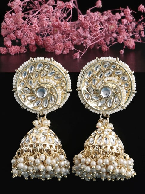 Kundan And Pearl Studs Set Of 2 Pair Earrings