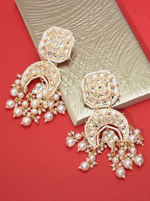 Buy Pearl Stud Earrings Gold Diamond Pearl Wedding Earrings Bridal Online  in India  Etsy