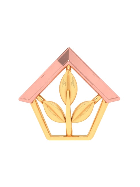 P.C. Chandra Jewellers 18k Yellow Gold Hut Shaped A Delicate Leafy Design Pendant-picture-15