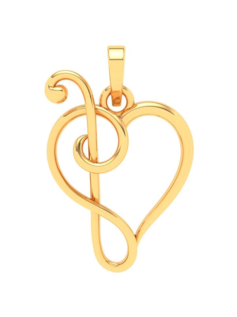 P.C. Chandra Jewellers 18k Yellow Gold Half-n-half Musical Note Love Pendant-picture-35