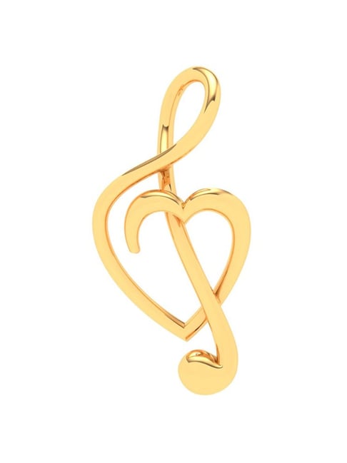 P.C. Chandra Jewellers 14k Yellow Gold Musical Note Heart Shape Pendant