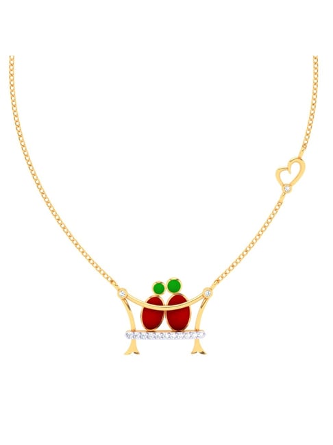 P.C. Chandra Jewellers 14k Yellow Gold Dainty Couple Necklace-picture-30