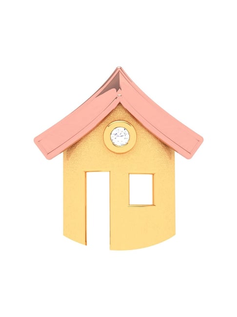 P.C. Chandra Jewellers 14k Yellow Gold Home Shaped A Little Stone Pendant-picture-43