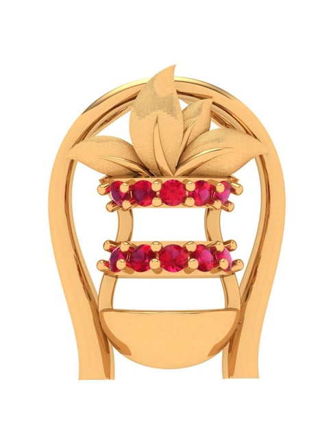 P.C. Chandra Jewellers 14k Yellow Gold Kalash Enticing Red Gem Pendant-picture-30