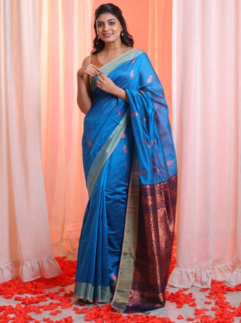 Buy Cobalt Blue South Silk Saree online-Karagiri – Karagiri Global