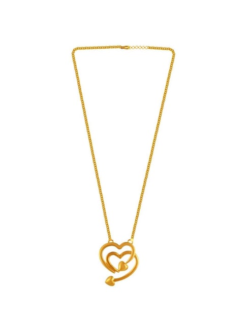 P.C. Chandra Jewellers 22k Yellow Gold Interlooped Heart shaped Pendant with Chain-picture-29