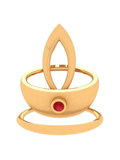 P.C. Chandra Jewellers 22k Yellow Gold Crystal Studded Diya Pendant-picture-23